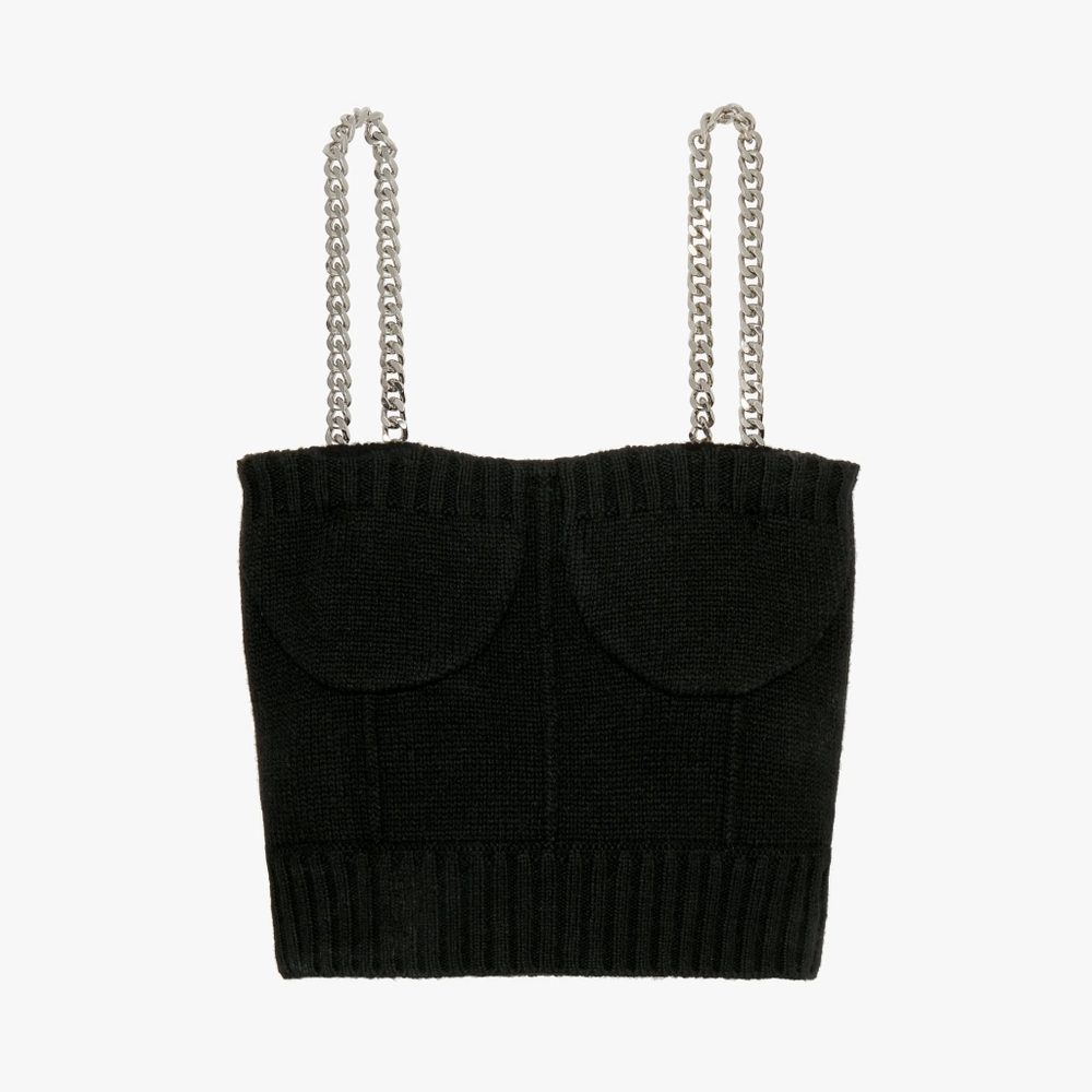 Zara Limited Edition A/W Collection Wool Alpaca Blend Bustier Tank w Chains S